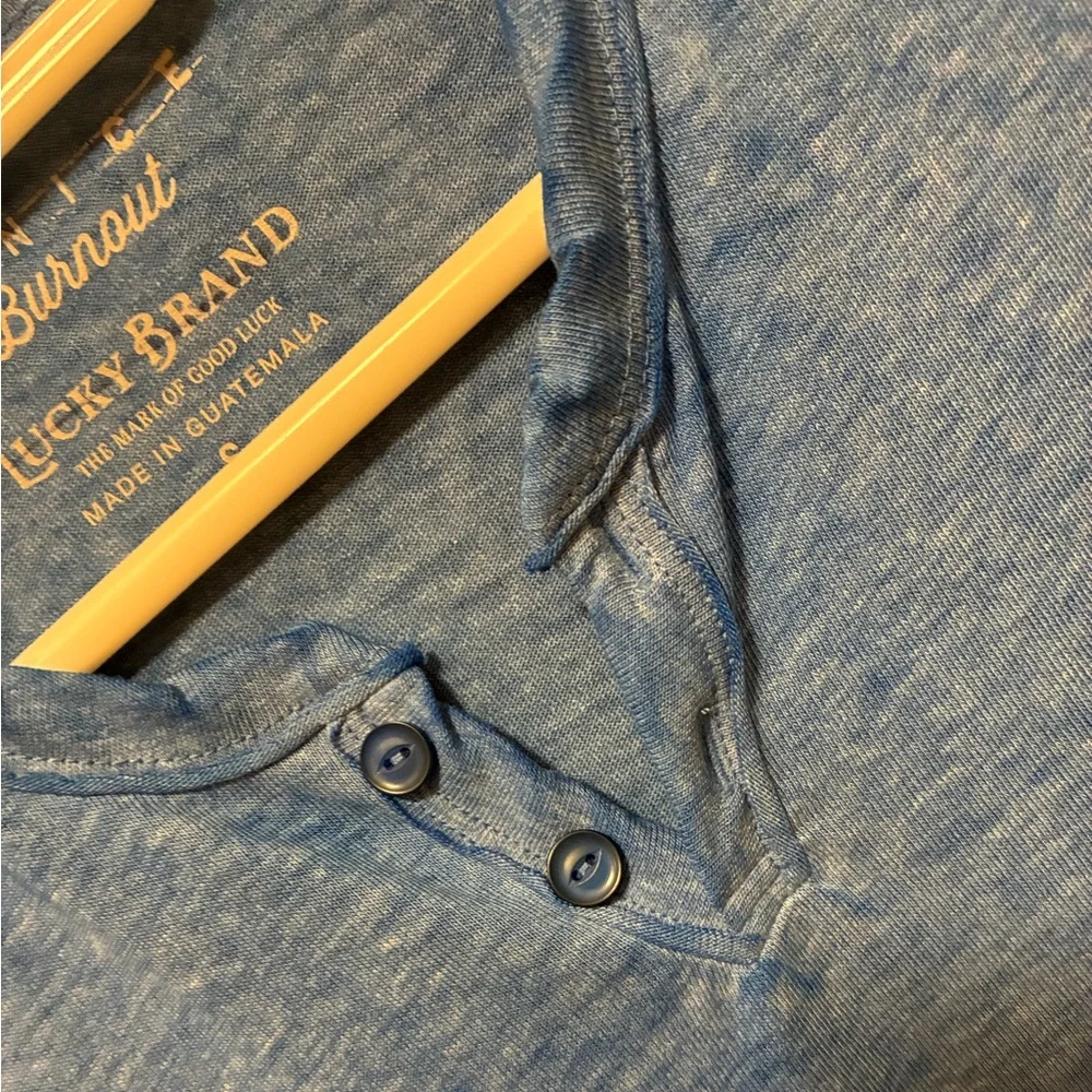 NWT Lucky Brand Mens Heather Blue Venice Burnout Notch Neck Long Sleeve Size S - Picture 10 of 13